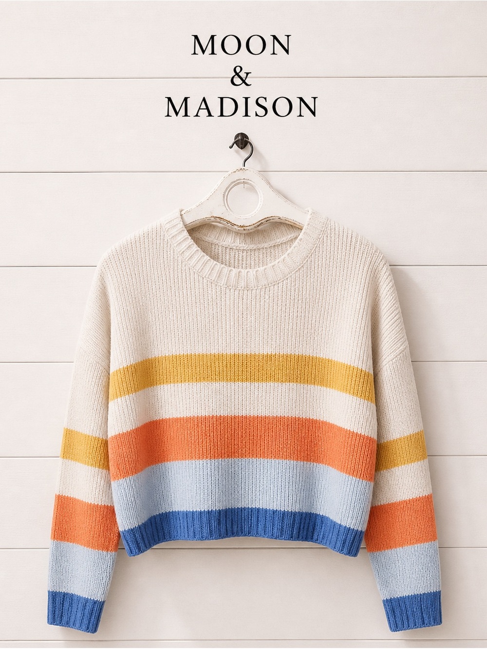 MOON & MADISON – Striped Knit Sweater (M)